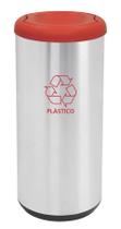 Lixeira Inox Tramontina Cápsula Selecta Plus Basculante Scotch Brite Vermelha em Polipropileno 40 L