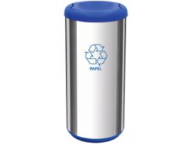 Lixeira Inox Tramontina Piemonte 40 Litros Acetinado Tampa Basculante Azul em Polipropileno