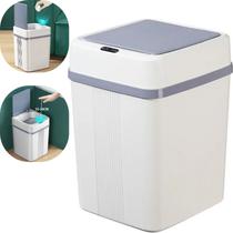 Lixeira Inteligente Abre Facíl Retangular Automatica com Sensor de Toque 12 Litros Branca Banheiro Cozinha Sala Casa