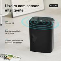Lixeira Inteligente com Sensor 16L Capacidade, Tampa Automática por Indução 3D, Design Moderno Preto, Baixo Consumo de Energia, para Cozinha Escrit