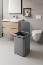 Lixeira Inteligente Com Sensor Automática Banheiro Cinza Claro Lixeira Automática De 16 Litros Lixeira Inteligente Com Sensor Automática Banheiro Cinza Claro Lixeira Automática De 16 Litros