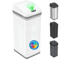 Lixeira iTouchless 50 L sem contato em aço inoxidável branco