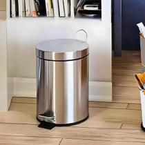 Lixeira Joga Papel Sujeira Cesto 5 Litros Cesto Balde Saco Recipiente Inox Pedal Redonda Banheiro