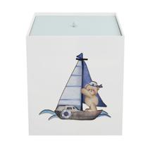 Lixeira Kit Higiene MDF com Tampa Bebê Urso Marinheiro