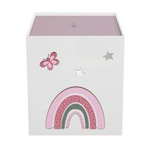 Lixeira Kit Higiene MDF com Tampa Quarto Bebê Arco Íris