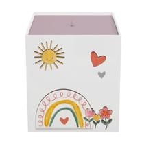 Lixeira Kit Higiene MDF com Tampa Quarto Bebê Sunshine Arco Íris