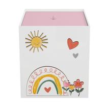 Lixeira Kit Higiene MDF com Tampa Quarto Bebê Sunshine Arco Íris
