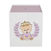 Lixeira Kit Higiene MDF com Tampa Quarto Bebê Ursa Coroa