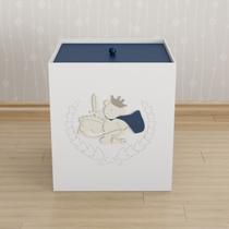 Lixeira Kit Higiene MDF com Tampa Quarto Infantil Urso Rei