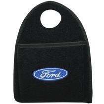 Lixeira Lixinho Automotiva Carro Carpete Logo Bordado Ford para Câmbio Preta