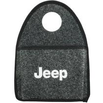 Lixeira Lixinho Automotiva Carro Carpete Logo Bordado Jeep para Câmbio Grafite