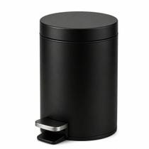 Lixeira Matte 5 Litros Preta Em Aço Inox Banheiro Cozinha