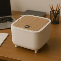 Lixeira Mesa Com Tampa Push Automática 11cm Pequena Sofisticada Ideal P/ Escritório e Home Office