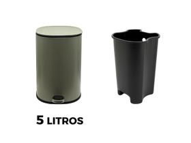 Lixeira Metal Linius Serenity 5L Cor Verde Sage e Pedal Com Amortecimento Lixeira Metal Linius Serenity 5L Cor Verde Sage e Pedal Com Amortecimento