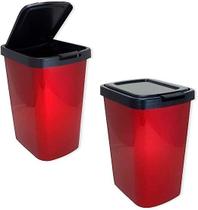 Lixeira Metalizada 9 Litros Com Tampa Click Para Cozinha Banheiro