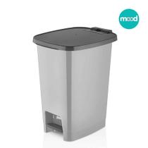 Lixeira mood pedal 25l cinza/preto