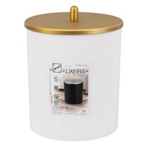 Lixeira Multiuso 5 Litros Branca Com Tampa Dourado Lixeira Multiuso 5 Litros Branca Com Tampa Dourado