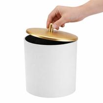 Lixeira Multiuso 5L Arthi Branca com Tampa Dourada Fosca Banheiro Lavabo Cozinha Moderna Lixeira Multiuso 5L Arthi Branca com Tampa Dourada Fosca Banheiro Lavabo Cozinha Moderna