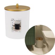 Lixeira Multiuso Com Tampa 5 Litros Branco E Dourado Para Banheiro Lavabo Cozinha Lixeira Multiuso Com Tampa 5 Litros Branco E Dourado Para Banheiro Lavabo Cozinha