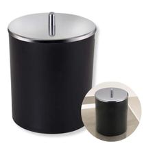 Lixeira Multiuso Redonda Preto Fosco Tampa Aço Inox Compacta Elegante