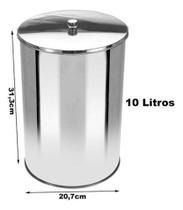 Lixeira Office Redonda Com Tampa Em Aço Inox 10l - Or3