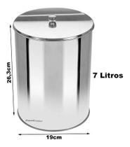 Lixeira Office Redonda Com Tampa Em Aço Inox 7l - Or2