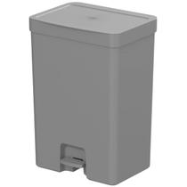 Lixeira Para Cozinha Banheiro Escritório Esconde Saco Com Pedal Linha Trium Cinza 30 Litros OU