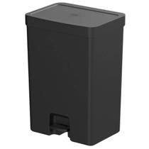 Lixeira Para Cozinha Banheiro Escritório Esconde Saco Com Pedal Linha Trium Preta 30 Litros OU