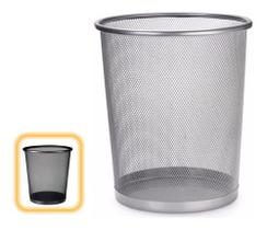 Lixeira Para Escritório Cesto Em Aço Telado - Cinza 27x26