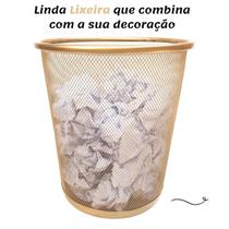 Lixeira para escritório quarto 10l black rose gold preto dourado