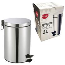 Lixeira Pedal 3L Inox Balde Removível Redonda Lixeira Pedal 3L Inox Balde Removível Redonda