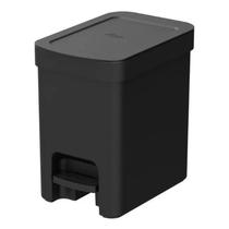 Lixeira Pedal 6 L Banheiro Lavabo Dual Trium Compacta Preto