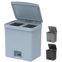 Lixeira Pedal C/ Tampa Dupla 20 Litros Seletiva Cesto de Lixo Reciclagem Cozinha Banheiro Trium Ou