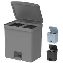 Lixeira Pedal C/ Tampa Dupla 20 Litros Seletiva Cesto de Lixo Reciclagem Cozinha Banheiro Trium Ou