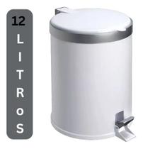 Lixeira Pedal Cesto Cozinha Banheiro 12 Litros De Plástico Branco