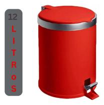 Lixeira Pedal Cesto Cozinha Banheiro 12 Litros De Plástico Vermelho