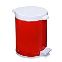 Lixeira Pedal Cesto De Lixo Tampa 4,5 Litros Vermelha e Branca Cozinha Banheiro Viel