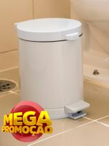 Lixeira Pedal Cesto Lixo Banheiro Cozinha Recipiente Plastico Branca 4,5L - VIEL
