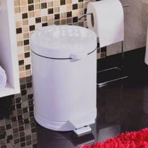 Lixeira Pedal Cesto Lixo Banheiro Cozinha Recipiente Plastico Branca 4,5L