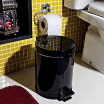 Lixeira Pedal Cesto Lixo Banheiro Cozinha Recipiente Plastico Preta 4,5L - Viel