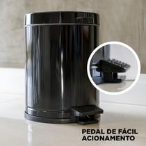 Lixeira Pedal Cesto Lixo Banheiro Cozinha Recipiente Plastico Preta 4,5L - viel