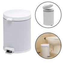 Lixeira Pedal Cozinha Banheiro Corpo em Aço Branco Recipiente e Tampa em Polipropileno 15L Grande