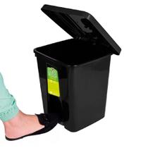 Lixeira Pedal Ecologica Cesto De Lixo 15 Litros Reforcada Casa Cozinha Banehiro Escritorio Coleta Seletiva Tampa Preta