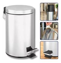 Lixeira Pedal Inox Redonda Multiuso 12 L Cesto Lixo Premium Lixeira Pedal Inox Redonda Multiuso 12 L Cesto Lixo Premium