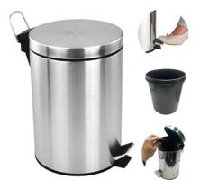 Lixeira Pedal Inox Redonda Multiuso 3 L Cesto Lixo Premium