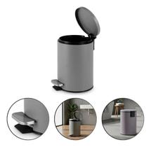 Lixeira Pedal Powermaid 5 Litros Inox Matte Balde Removível Higiênica e Moderna