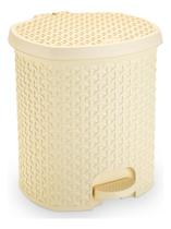 Lixeira Pedal Rattan 15 L Cozinha Banheiro Escritorio Bege
