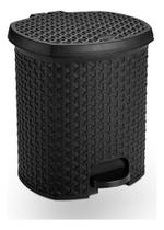 Lixeira Pedal Rattan 15 L Cozinha Banheiro Escritorio Preto