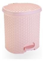 Lixeira Pedal Rattan 15 L Cozinha Banheiro Escritorio Rosa