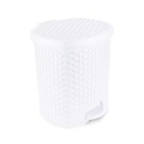 Lixeira Pedal Rattan Cozinha Banheiro 15 Litros de Plástico Branco - Plasnorthon